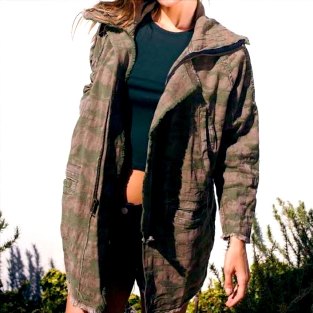 Tribe Kelley frayed cargo jacket in earth tones